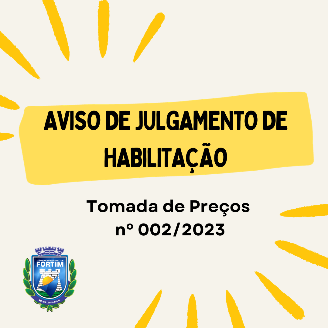 Aviso de Resultado do Julgamento de Habilitação Tomada de Preços nº 002/2023